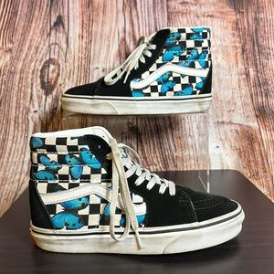 関税込☆VANS BUTTERFLY CHECKERBOARD SK8-HI カスタム Vans sk8 hi butterfly - Gem